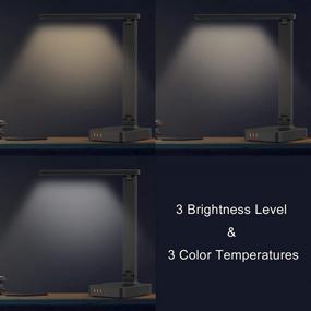 img 1 attached to 💡 COZOO LED Desk Lamp with 3 USB Charging Ports and 2 AC Outlets, Adjustable Color Temperatures & Brightness Levels, Touch Control, Memory/Timer Function, 10W Eye-Friendly Foldable Reading Light, Study Lamp for Students