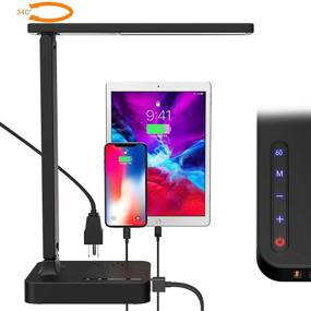 img 4 attached to 💡 COZOO LED Desk Lamp with 3 USB Charging Ports and 2 AC Outlets, Adjustable Color Temperatures & Brightness Levels, Touch Control, Memory/Timer Function, 10W Eye-Friendly Foldable Reading Light, Study Lamp for Students