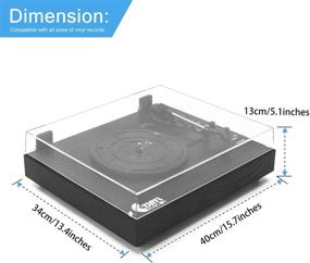 img 2 attached to Премиумный темно-черный ретро-проигрыватель виниловых пластинок: 33/45/78 оборотов в минуту, Bluetooth, стерео-динамики, беспроводное воспроизведение, автостоп и акриловый кожух от пыли