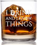 i drink & know things tumbler - 11 oz funny whiskey scotch glass | novelty lowball rocks glass | great present for dad, men, friends | made in usa | old fashioned whiskey inspired by got logo