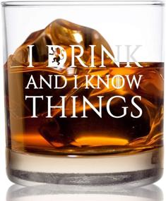 img 4 attached to I Drink & Know Things Tumbler - 11 oz Funny Whiskey Scotch Glass | Novelty Lowball Rocks Glass | Great Present for Dad, Men, Friends | Made in USA | Old Fashioned Whiskey Inspired by GOT