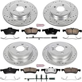 img 1 attached to 🔥 Улучшенный тормозной комплект: Тормозные колодки Power Stop K5725 из углеродного волокна с перфорированными и пазовыми тормозными дисками - передние и задние