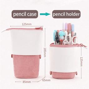 img 2 attached to Oyachic Stand Up Pencil Case Standing Pencil Holder Transformer Pencil Pouch Telescopic Pen Bag Cute Makeup Bag Cosmetic Organizer Bag Stationery Box For Women (Pink)