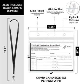 img 3 attached to 📇 Kapitzky CDC Vaccination Card Protector - 4.25X4.25 Inches Clear Vinyl Plastic Sleeve with Resealable Zip - Waterproof Immunization Record Vaccine Cards Holder - Includes 5 Pack with Black Lanyards