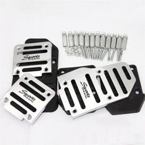 img 2 attached to 🚗 uxcell Set of 3 Black Silver Car Metal Nonslip Pedal Covers for Gas, Clutch, and Brake