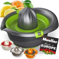 🍋 mueller citrus lemon orange juicer – hand squeezer with rotation press – manual juicer, easy pour spout – european made – dishwasher safe – gray logo