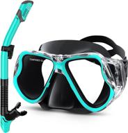 greatever dry snorkel set with panoramic wide view and anti-fog scuba diving mask - professional snorkeling gear logo