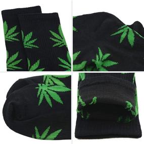 img 1 attached to 🍁 Zando Athletic Weed Socks - Men's Marijuana Leaf High Crew Socks, Maple Cotton - Perfect Winter Gift Socks for Women