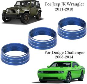 img 3 attached to AC Climate Control Knob Ring Air Conditioner Switch Volume Cover Compatible With 2011-2018 Jeep Wrangler JK JKU/Dodge Challenger 2008-2014 Interior Conditioning Accessories Trim (Blue)