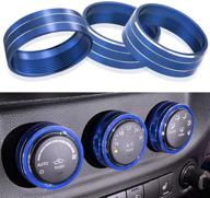 ac climate control knob ring air conditioner switch volume cover compatible with 2011-2018 jeep wrangler jk jku/dodge challenger 2008-2014 interior conditioning accessories trim (blue) logo