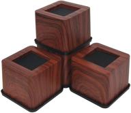enhance your space with miix hoom - 3 inch dark wooden bed risers: heavy duty furniture lifts for couch, table, chair, and desk with wood pattern - supports up to 2200 lbs - 1 set of 4 pack logo