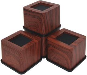 img 4 attached to Enhance Your Space with MIIX HOOM - 3 inch Dark Wooden Bed Risers: Heavy Duty Furniture Lifts for Couch, Table, Chair, and Desk with Wood Pattern - Supports up to 2200 lbs - 1 Set of 4 Pack