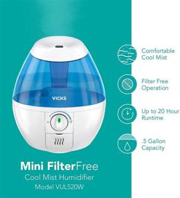 img 4 attached to 💨 Blue Vicks Mini Filter-Free Cool Mist Humidifier - Small Room, 0.5 Gallon Tank - Visible Mist for Bedrooms, Baby Nurseries, and More - Compatible with Vicks VapoPads