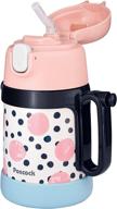 🍼 tsuruya 14oz kids insulated water bottle with straw, coral pink, stainless steel, bpa-free логотип