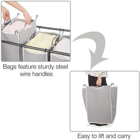 img 1 attached to 🧺 Gray 4-Bag Laundry Hamper Cart with Heavy-Duty Rolling Lockable Wheels and Removable Bags - STORAGE MANIAC 4 Section Laundry Sorter