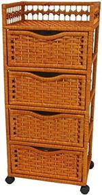 img 1 attached to 📦 Oriental Furniture 38" Natural Fiber Chest of Drawers on Wheels - Honey: Stylish Storage Solution with Added Mobility