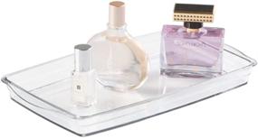 img 1 attached to 🗄️ mDesign Plastic Storage Organizer Tray - Versatile Holder for Bathroom Vanity Countertops, Closets, Dressers - Includes 2 Pack of Clear Trays for Guest Hand Towels, Watches, Earrings, Makeup Brushes, Reading Glasses, Perfume