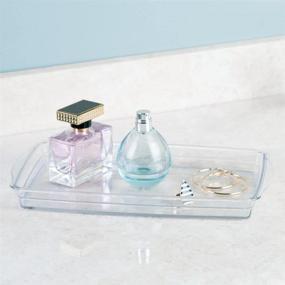 img 2 attached to 🗄️ mDesign Plastic Storage Organizer Tray - Versatile Holder for Bathroom Vanity Countertops, Closets, Dressers - Includes 2 Pack of Clear Trays for Guest Hand Towels, Watches, Earrings, Makeup Brushes, Reading Glasses, Perfume