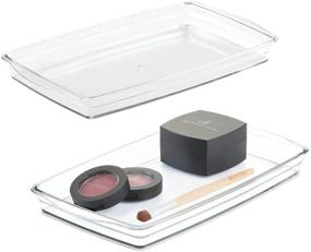 img 4 attached to 🗄️ mDesign Plastic Storage Organizer Tray - Versatile Holder for Bathroom Vanity Countertops, Closets, Dressers - Includes 2 Pack of Clear Trays for Guest Hand Towels, Watches, Earrings, Makeup Brushes, Reading Glasses, Perfume