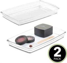 img 3 attached to 🗄️ mDesign Plastic Storage Organizer Tray - Versatile Holder for Bathroom Vanity Countertops, Closets, Dressers - Includes 2 Pack of Clear Trays for Guest Hand Towels, Watches, Earrings, Makeup Brushes, Reading Glasses, Perfume
