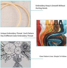 img 1 attached to 🧵 Enhanced Nuberlic 3 Sets Embroidery Kit: Cross Stitch Kits for Adults with 3 Floral Patterned Embroidery Cloth, Hoops, Threads, and Needles