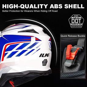 img 2 attached to 🏍️ ILM Dual Sports Full Face Motorcycle Helmet DOT Approved Off-Road Street Dirt Bike ATV Motocross Helmet Suits Men Women (Blue White, Size: S)