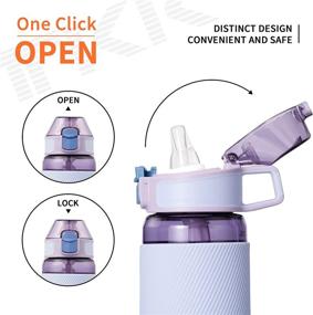 img 2 attached to 💧 TKK 20 oz Plastic Water Bottle with Straw - BPA Free, Leak-proof & Purple - Ideal for School & Kids