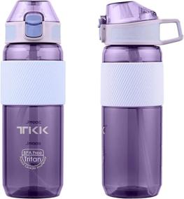 img 3 attached to 💧 TKK 20 oz Plastic Water Bottle with Straw - BPA Free, Leak-proof & Purple - Ideal for School & Kids
