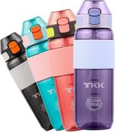 💧 tkk 20 oz plastic water bottle with straw - bpa free, leak-proof & purple - ideal for school & kids logo