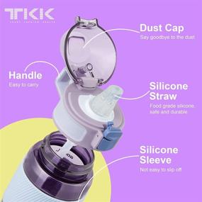 img 1 attached to 💧 TKK 20 oz Plastic Water Bottle with Straw - BPA Free, Leak-proof & Purple - Ideal for School & Kids