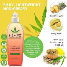 img 3 attached to Hempz Hydrating Sweet Pineapple & Honey Melon Bath and Body Oil for Women | Conditioning Body Moisturizer with Natural Hemp Seed Oil | Premium Body Oils, 6.76 fl. oz