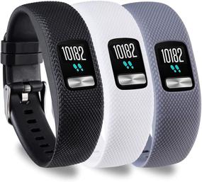 img 4 attached to 🎽 KingAcc Garmin Vivofit 4 Bands: Premium Silicone Replacement Wristbands with Secure Metal Clasp Buckle (3-Pack, Black&White&Grey, Large)