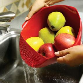 img 1 attached to 🍲 Norpro NOR-2176 Serving Bowl with Strainer in Vibrant Red: Your Perfect Kitchen Essential!