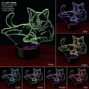 img 1 attached to 🐱 3D Night Light Pet Cat Lamp | Optical Illusion Bedside Lamp | Touch Switch Nightlights | 7 Colors Changing LED Lamps | Perfect Birthday Gifts for Girls, Kids, Children, Boys, Adults, Women | N01 Pet Cat