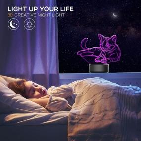 img 2 attached to 🐱 3D Night Light Pet Cat Lamp | Optical Illusion Bedside Lamp | Touch Switch Nightlights | 7 Colors Changing LED Lamps | Perfect Birthday Gifts for Girls, Kids, Children, Boys, Adults, Women | N01 Pet Cat