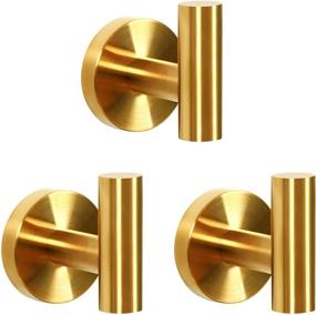 img 4 attached to 🛁 Modern Heavy Duty Stainless Steel Towel Hooks for Bathroom - HouseAid Robe Hook Holder, Wall Mounted in Brushed Gold (3 Pack)