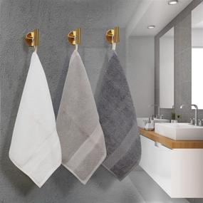 img 3 attached to 🛁 Modern Heavy Duty Stainless Steel Towel Hooks for Bathroom - HouseAid Robe Hook Holder, Wall Mounted in Brushed Gold (3 Pack)