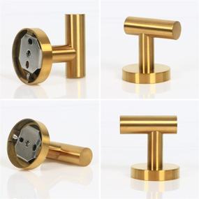 img 2 attached to 🛁 Modern Heavy Duty Stainless Steel Towel Hooks for Bathroom - HouseAid Robe Hook Holder, Wall Mounted in Brushed Gold (3 Pack)