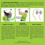 🏋️ revolutionary weighted elbow brace for a powerful golf swing: enhance shoulder turn and achieve a perfect straight arm motion – us patented, rigid design for maximum moment of inertia force logo