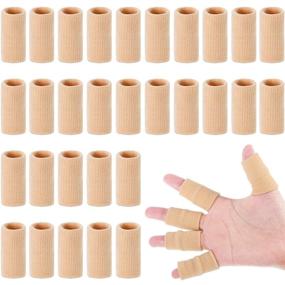 img 4 attached to 🖐️ Breathable Finger Sleeves with Thumb Splint Brace for Pain Relief - 30 Piece Bundle with Storage Bag - Ideal for Arthritis, Trigger Finger & Sports