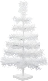 img 4 attached to Classic White Tinsel Christmas Tree - 24-inch Tabletop Home Holiday Centerpiece Display Decorations with 2FT Tall White Stand Included