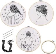 🧵 juland 3 set embroidery starter kit for girls: diy beginner set with full range of stamped cross stitch kits, hoop, patterned cloth, color threads, and tools for women and girls logo