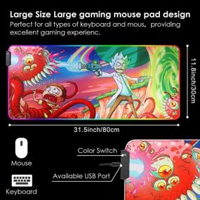 img 3 attached to 🖱️ RGB Mouse Pad, LED Light Gaming Mouse Pad with Rubber Base, Colorful Computer Carpet Desk Mat for PC Laptop, 31.5x11.8 inch (80x30 rggun)