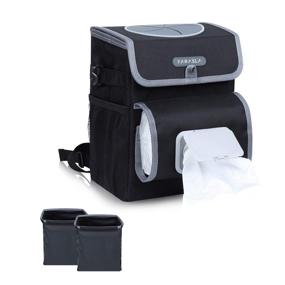 img 4 attached to 🚗 Convenient and Leakproof Farasla All-in-One Car Trash Can with 2 Removable Liners – Adjustable Tissue Holder & Straps included!