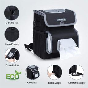 img 3 attached to 🚗 Convenient and Leakproof Farasla All-in-One Car Trash Can with 2 Removable Liners – Adjustable Tissue Holder & Straps included!