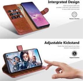 img 1 attached to OCASE Samsung Galaxy S10 Case [ Card Slot ] [ Kickstand ] [TPU Shockproof Interior ] Leather Flip Wallet Case For Samsung Galaxy S10 Devices (Brown)