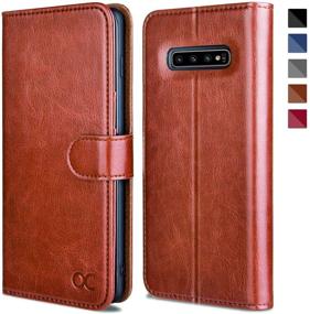 img 4 attached to OCASE Samsung Galaxy S10 Case [ Card Slot ] [ Kickstand ] [TPU Shockproof Interior ] Leather Flip Wallet Case For Samsung Galaxy S10 Devices (Brown)