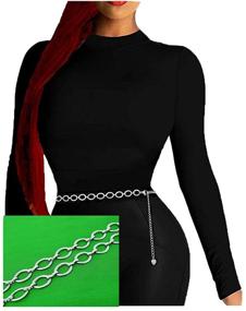 img 1 attached to 💎 High-Quality Stainless Steel Oval Loop Waist Chain Belt for Women - Durable and Non-Fading Belt