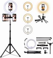 ecoolbuy led ring light portable folding 10inch12inch make up ringlight tripod stand for youtube video logo