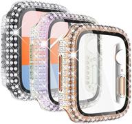 📱 kades 3-pack bling cases with built-in screen protector for apple watch series 6 5 4 3 2 1 - compatible with iwatch se (40mm, rose gold/iridescent/clear) logo